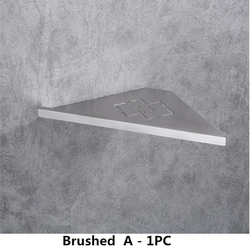 Brushed A -1pc Ванная Кухня угловые полки черный 304 нержавеющая сталь настенная полка душ Шампунь косметическое ХРАНЕНИЕ Аксессуары для ванной комнаты - Цвет: Brushed A -1pc