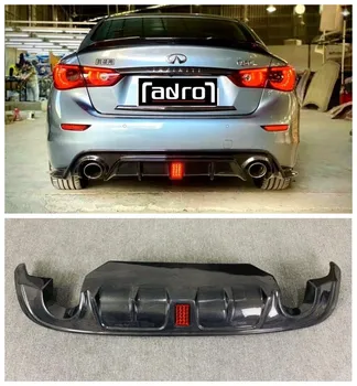 

High quality Carbon Fiber Car Rear Trunk Lip Bumper Diffuser Protector Fits For Infiniti Q50 Q50L 2018 2019 2020 (With lamp)