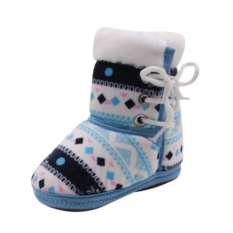 Ботинки для маленьких мальчиков и девочек; сезон зима-осень; теплые плюшевые Винтажные ботинки с принтом в этническом стиле; детская обувь для малышей