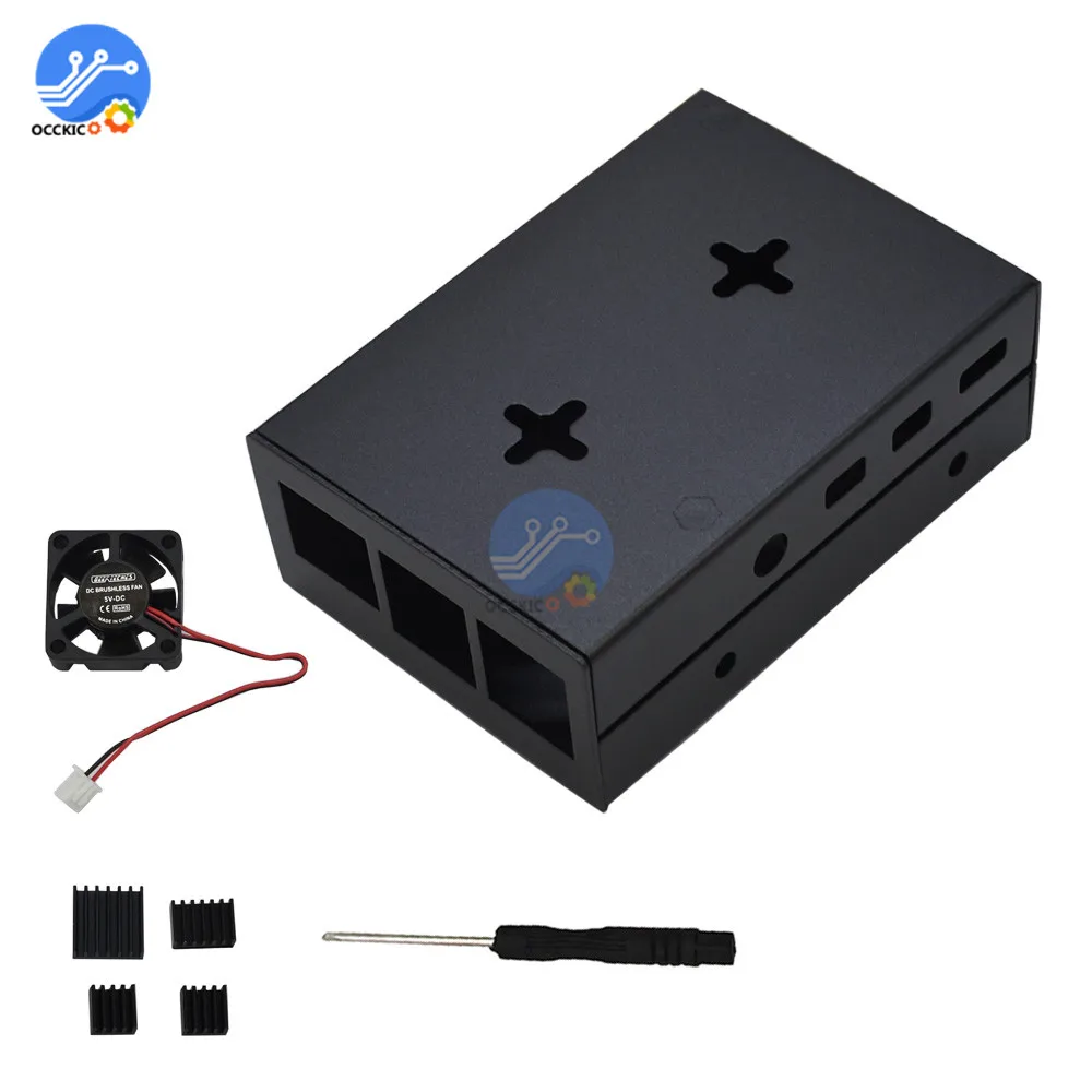 Чехол для Raspberry Pi 4 V1, корпус из алюминиевого сплава, Защитная крышка с охлаждающим винт вентилятора, драйвер, радиаторы для Pi 4B