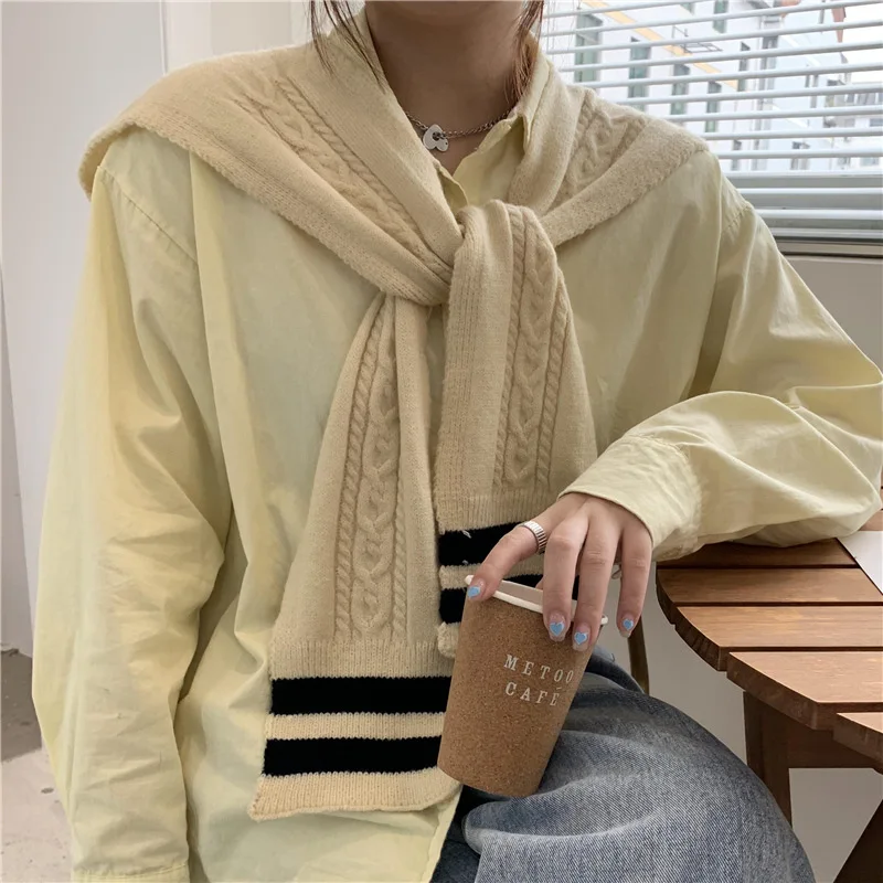 

Women Knit Fake Collar Warm Wrap Shawl Decorative Female Shirt Knitted False Collar Ladies Shirt Detachable Collar Small Cape