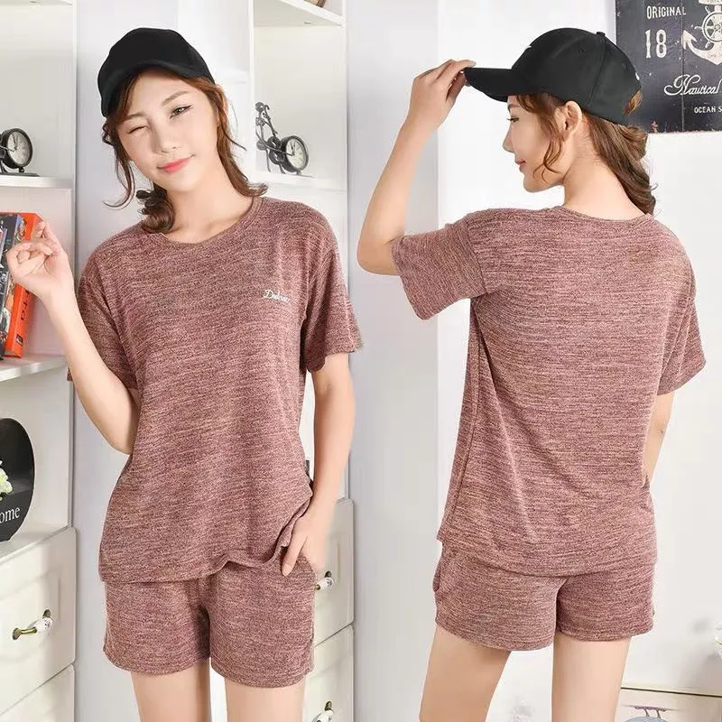 2019 Casual Pajamas Set Women Soft Cotton Mom Sexy Pyjama Long Pants Shorts Shirt Blinder 4Piece/Set Big Size Home Sleepwear