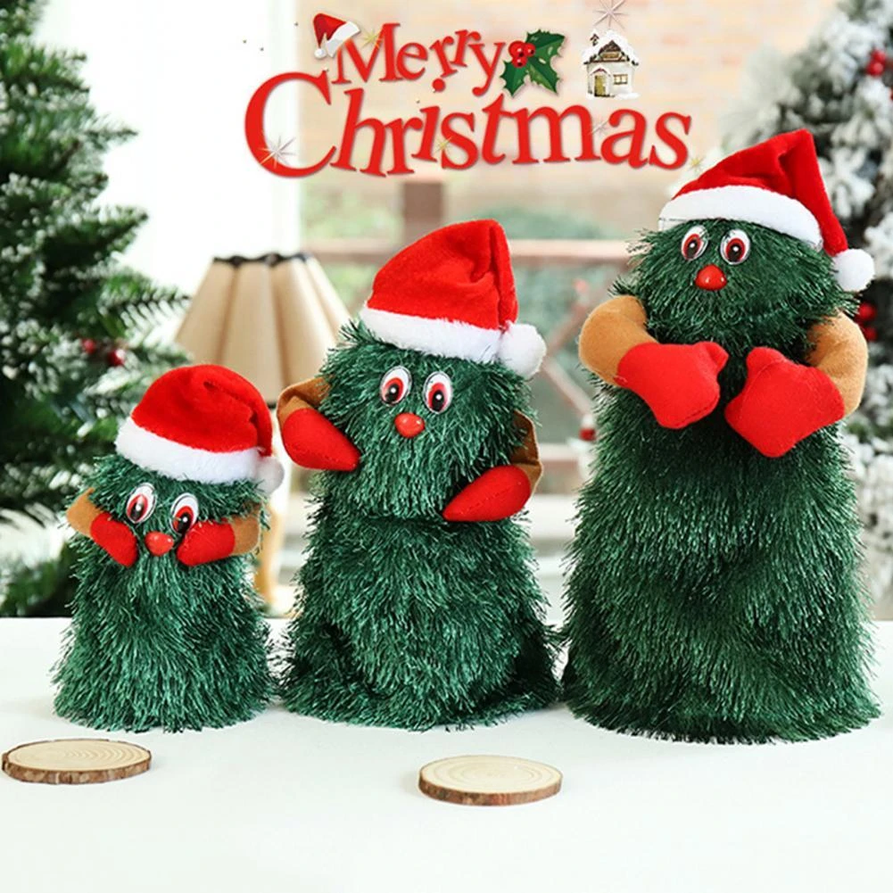 子供のための環境にやさしい面白い回転クリスマスツリーノベルティシングジェスティッククリスマスツリー装飾 フィギュア ミニチュア Aliexpress
