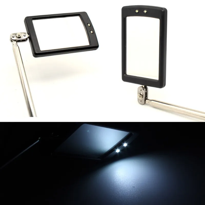 Vehicle Inspection Mirror 360 Degree Swivel Extend Tool Telescoping LED