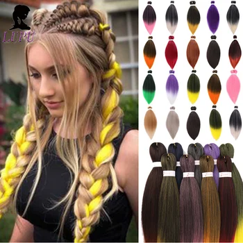 

LUPU 24inch Ombre Braiding Hair Kanekalon Synthetic Hair Extensions For Braids Women Purple Pink Yellow Green Blue Rainbow Color