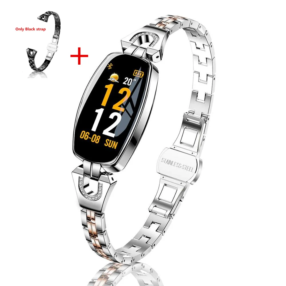 S add Black strap H8 смарт-браслет для женщин, смарт-браслеты для измерения артериального давления, фитнес-браслет, электронный браслет для здоровья - Цвет: S add Black strap