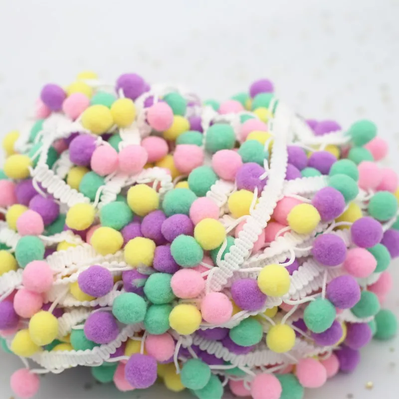 1M 15mm Pom Pom Trim Ball MINI Pearl Pompom Fringe Ribbon Lace Fabric Handmade DIY Sewing Clothing Accessories lace ribbon,lace fabric,lace sewing accessories,lace sewing supplies,lace accessories,lace garment accessories,clothing accessories,clothing craft accessories,tassel trim lace,pom pom trim