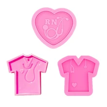 3Pcs/Set DIY Crafts Crystal Epoxy Resin Mold Nurse Shirt Love Heart Stethoscope Keychain Pendant Casting Silicone Mould 3Pcs/Set DIY Crafts Crystal Epoxy Resin Mold Nurse Shirt Love Heart Stethoscope Keychain Pendant Casting Silicone Mould