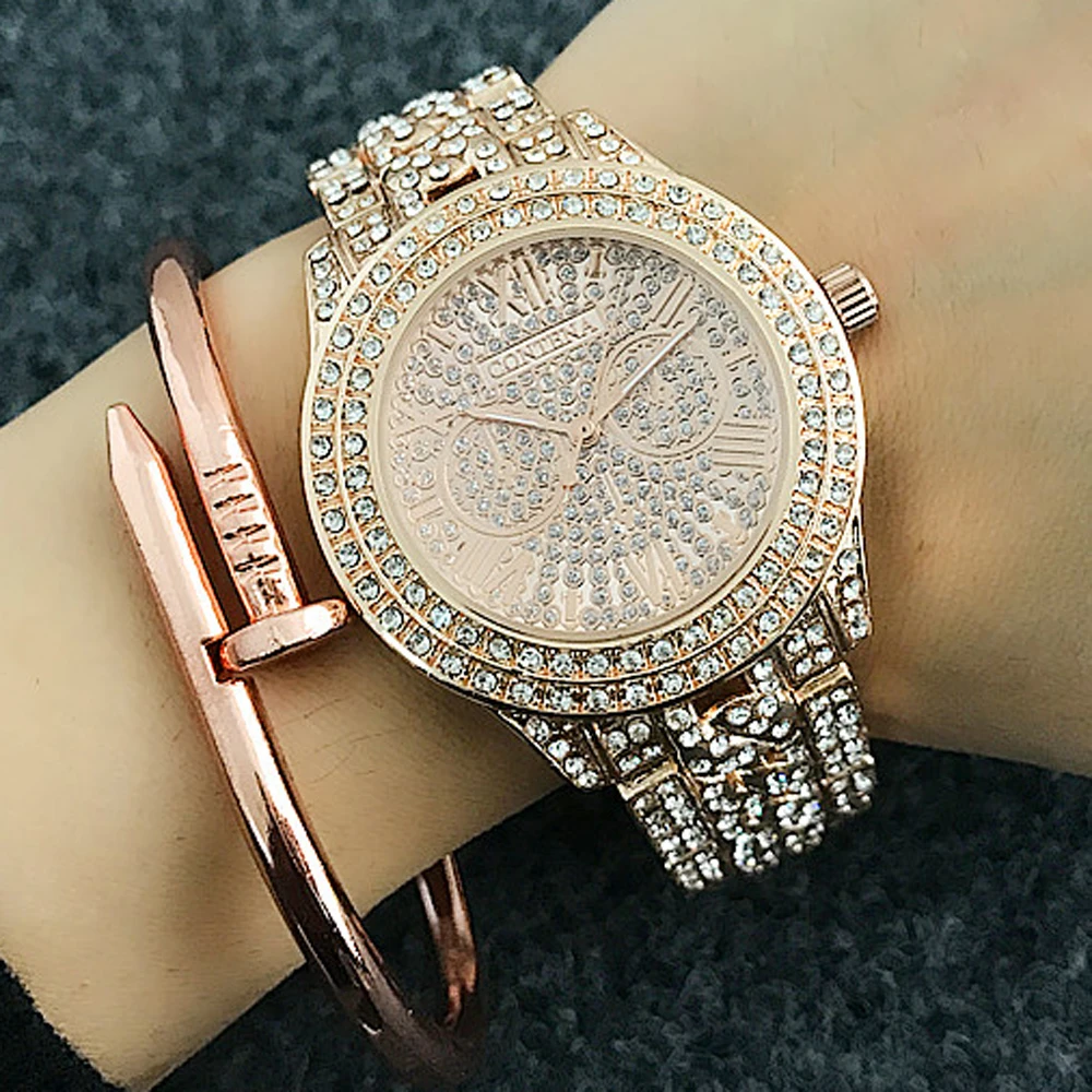 Relogio Feminino женские наручные часы с кристаллами розовое золото Reloj Hombre Montre Femme Zegarek