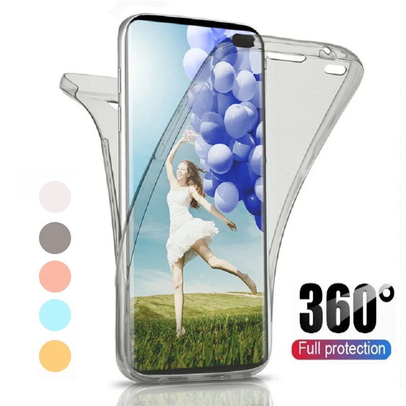 Полноразмерный силиконовый чехол 360 для Samsung A8 A6 Plus A9S A7 A5 A3 2017 двойной прозрачный