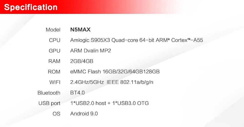 Magicsee N5 Max Amlogic S905X3 Android 9,0 ТВ-приставка 4G 32G/64G Rom 2,4+ 5G Dual Wifi Bluetooth 4,1 смарт-приставка 8K телеприставка