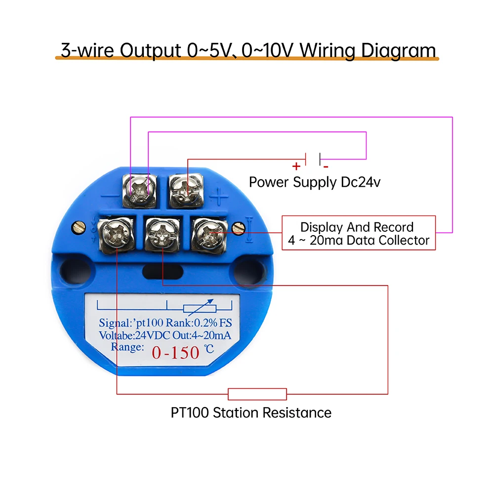 4-20MA 0~200℃ RTD PT100 SBW Temperature Sensor Transmitter Module