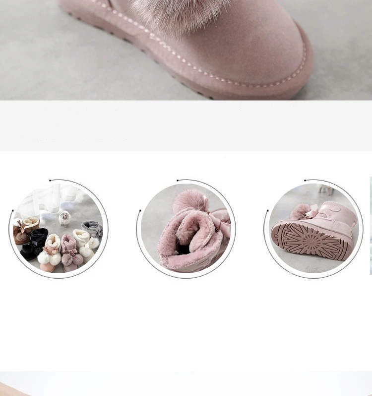 SHUANGGUN New Children Boots For Girls Kids Snow Boots Genuine Sheepskin Leather Natural Fur Warm Winter Shoes#K001