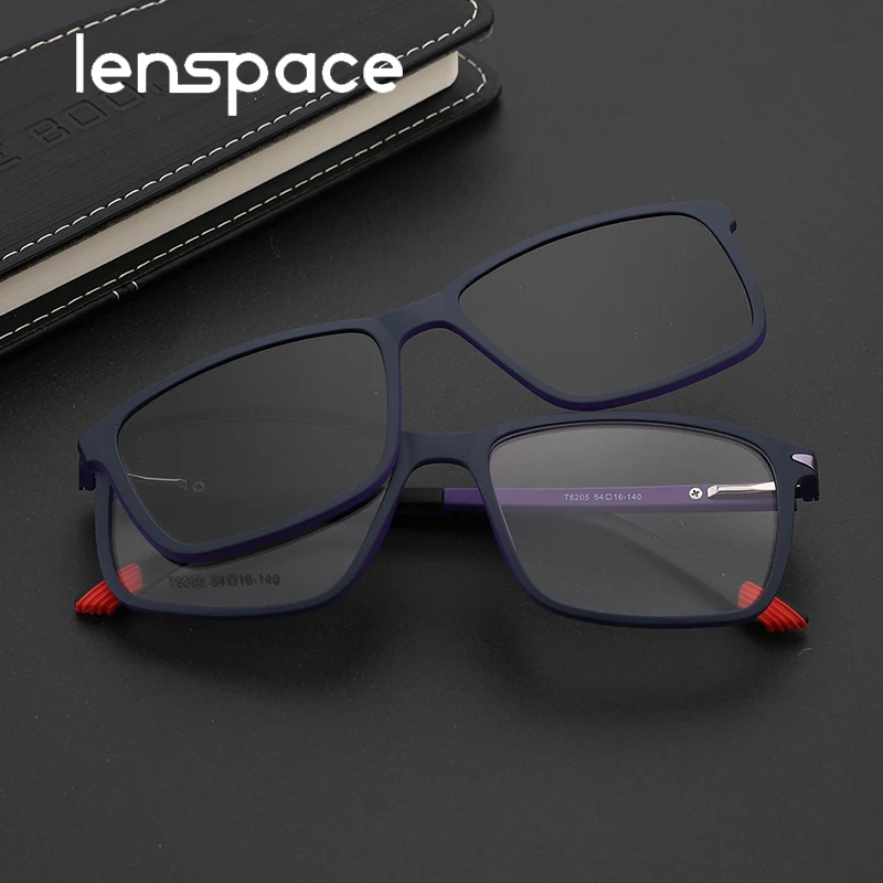 

TR90 Clear Polarized Sunglasses for Men Women Square Magnetic Clip On Eyeglasses Frame 2019 New Design#T6205