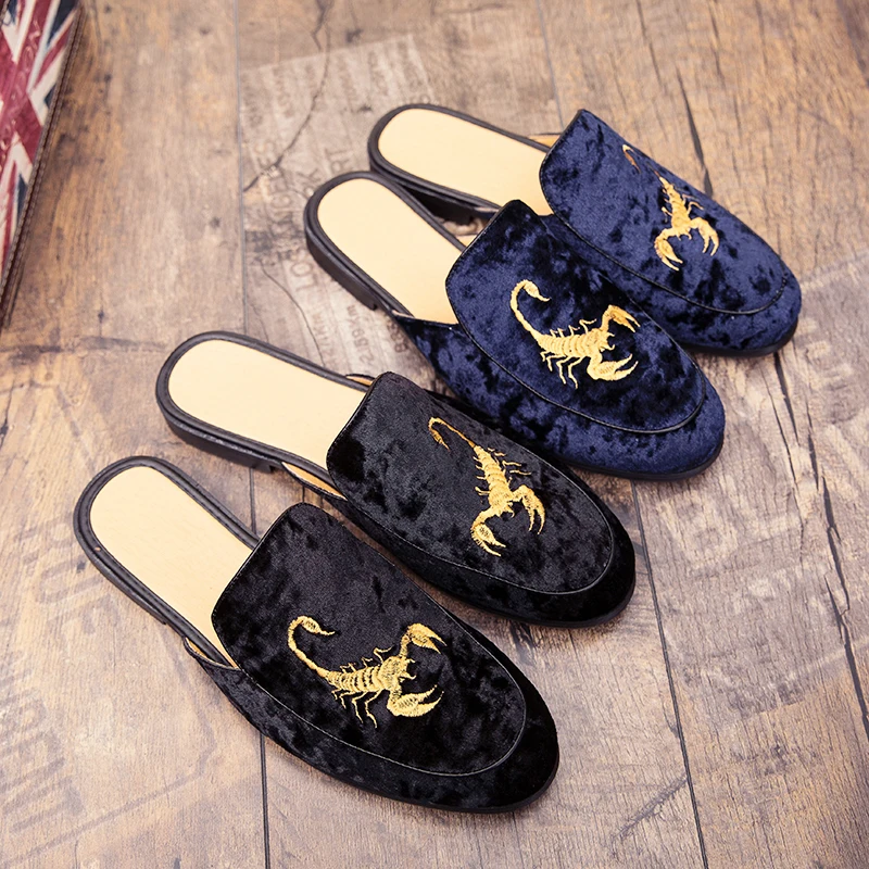 

Summer Casual Shoes Men Brand Fashion Half Slippers for Men Wearable Flats Mens Shoe Royal Blue Half Drag Men Loafers Size 38-44