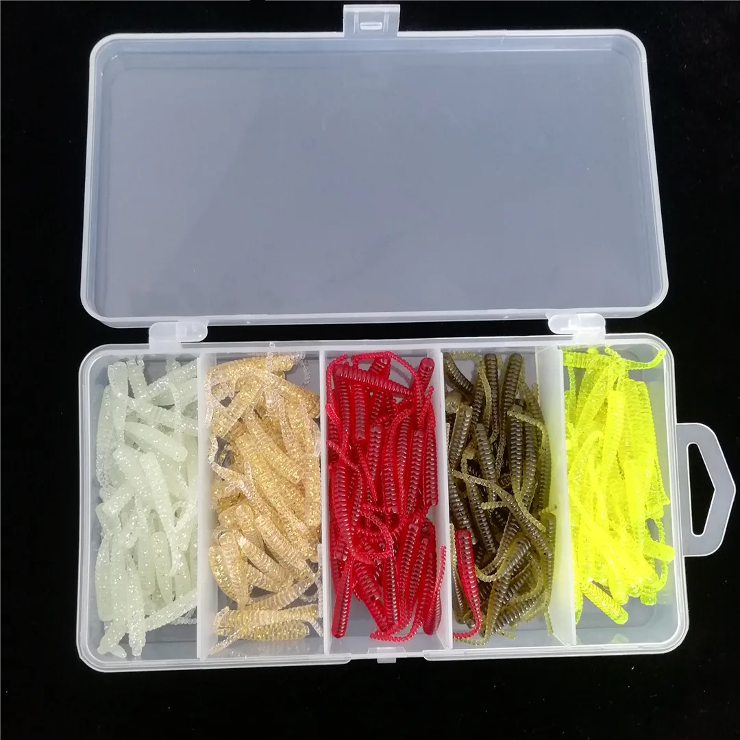

Swolfy 250pcs 40mm 0.4g Single Tail Soft Bait Root Fishing Soft Bait Artificial Lure Plastic Worm Maggot Bait Small Baits