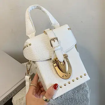 

Crocodile pattern Tote Box bag 2020 Fashion New High quality PU Leather Women's Designer Handbag Lock Shoulder Messenger Bag