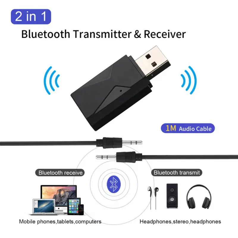 X01 USB 2 в 1 адаптер Bluetooth 5,0 аудио передатчик приемник 3,5 мм, AUX, разъем беспроводной адаптер для ТВ/автомобиля