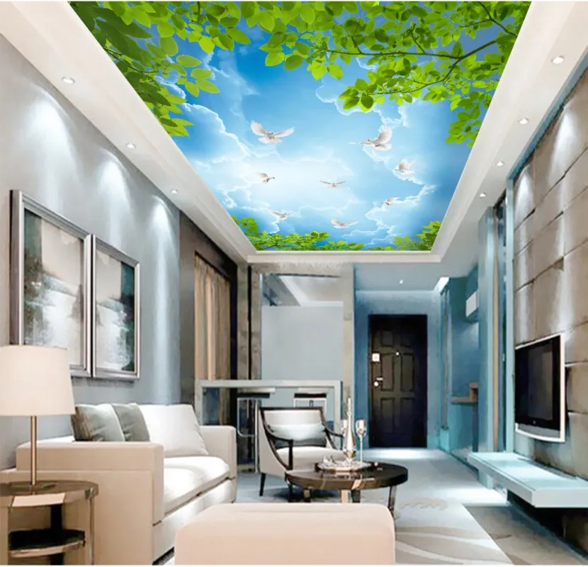 

Dreamy sky branches leaves, ceiling mural 3d ceiling murals wallpaper