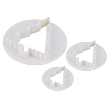 

White 3Pcs Christmas Tree Cake Decorating Paste Cookie Mold Plunger Cutter DIY Food Grade Plastic Suitable for Many Molds