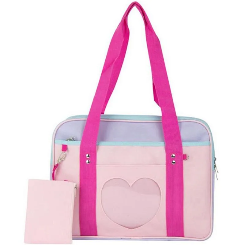 

2019 Preppy Style Pink Travel Shoulder School Bags For Women Girls Canvas Large Capacity Casual Luggage Organizer Handbags Totes