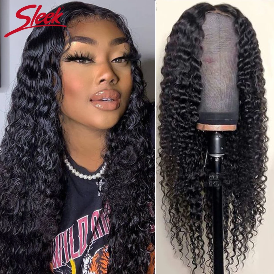 

Sleek 13x4 Deep Wave Lace Front Human Hair Wig Pre Plucked With Baby Hair Peruvian Deep Curly Frontal Wig For Women 30 Inch