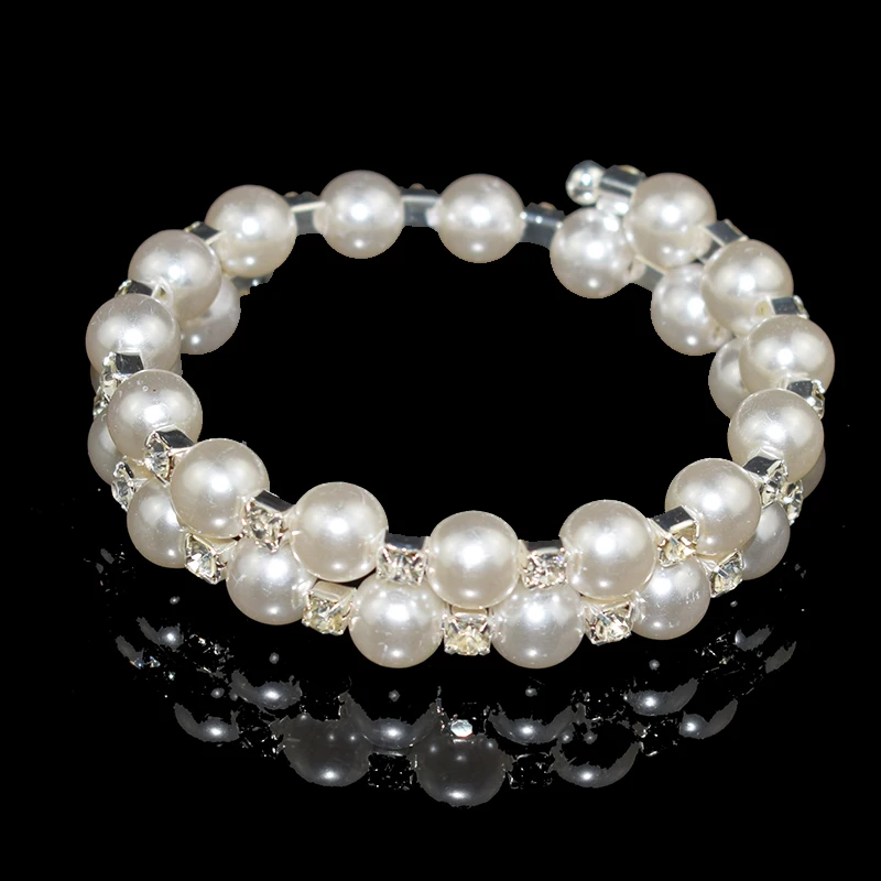 Bangle Bracelet Crystal Bracelets Elegant Crystal Pearl Bangles Gold Silver Plated Bracelet Women's Wristband Bridal Jewelry Party Gift