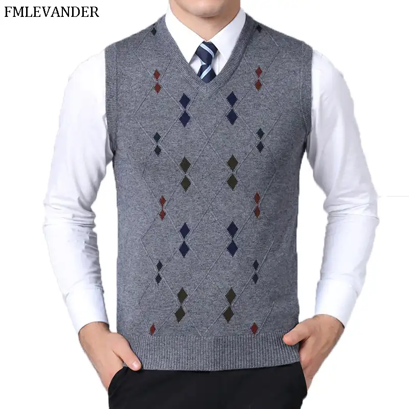 Gift For Dad Winter Autumn Spring Cashmere Wool Pullover V Neck Business Sweaters Sleeveless Sweater Vest Men Vests Aliexpress