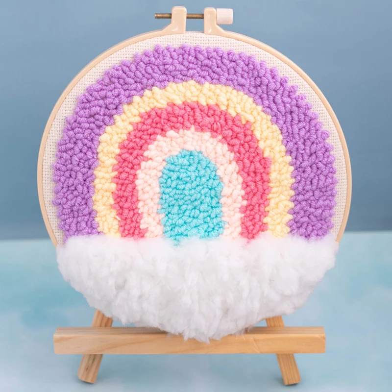 Rainbow Cloud Набор для рукоделия, игла для вышивания, Радужный Набор для вышивания с кольцом, Набор для вышивания крестиком для начинающих, ручной работы, украшение, подарок - Цвет: Rainbow Cloud
