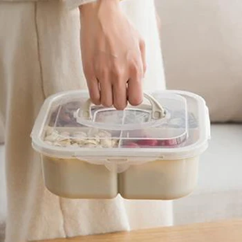 

Multi Sectional Snack Serving Tray With Lid Dried Fruits Nuts Candies Dishes Box Space-saving School Lunch Boxes