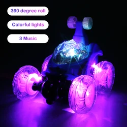Coche teledirigido de doble cara, dispositivo giratorio de 360 °, con batería recargable, resistente al agua