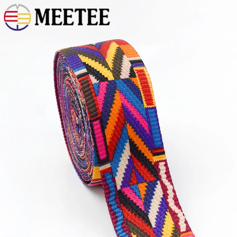

Meetee 20Meters 38/50mm Ethnic Jacquard Webbing Bag Strap Ribbon DIY Home Textile Clothing Belt Decor Sewing Accessories BD385