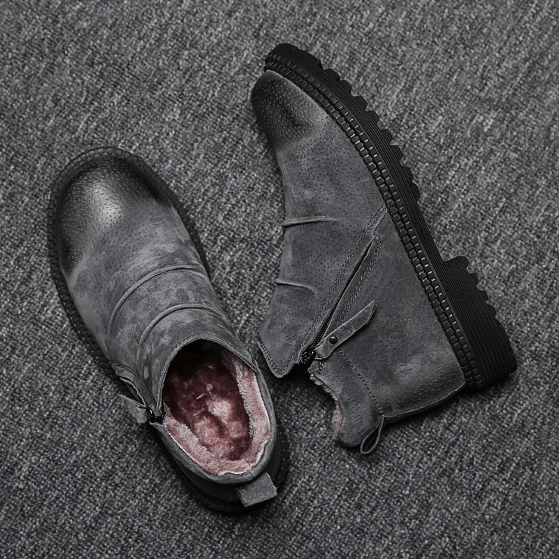 SURGUT Brand Super Warm Men's Winter Leather Men Waterproof Rubber Snow Boots Leisure Boots England Retro Shoes For Men Big Size