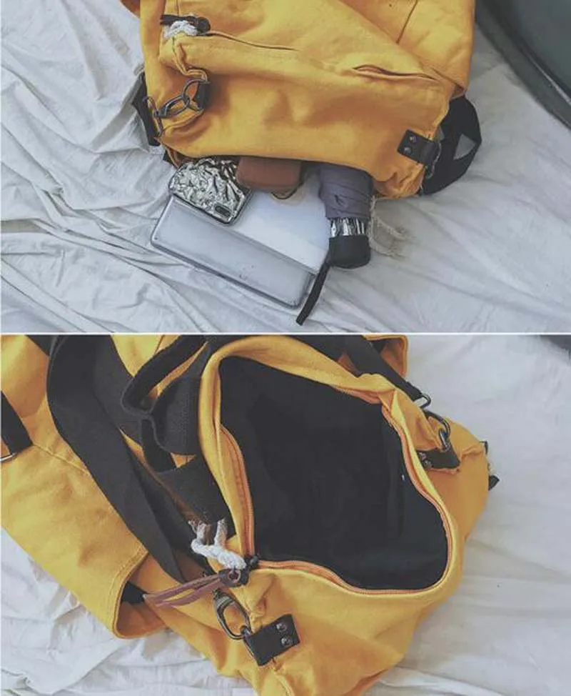 Korean Retro Style Women Large Capacity Outdoor Travel Backpack Casual Double Shoulder Bags Female Solid School Bag Ladies Totes 4