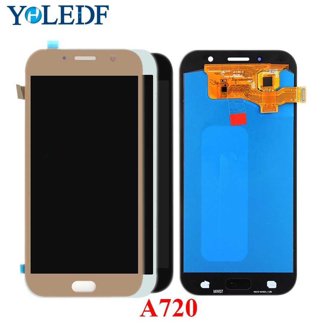100% супер AMOLED ЖК для Samsung Galaxy A7 2017 A720 A720F SM A720M дисплей сенсорный экран дигитайзер