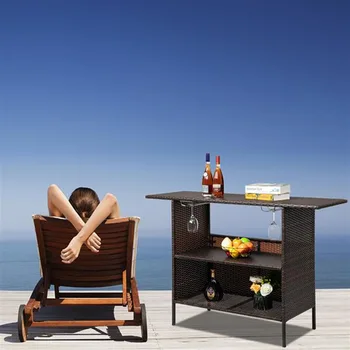 

140 x 47 x 92cm Modern Stylish And Beautiful Bar Table Brown Gradient including Stainless Steel Cup holder