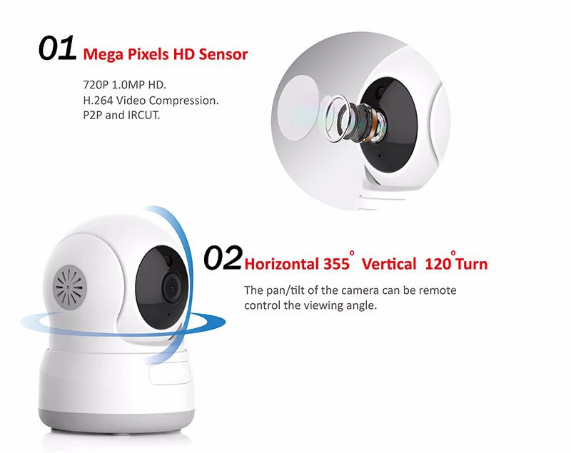 Смарт 1080P IP камера наблюдения безопасности аудио беспроводная камера 355°PZ Обнаружение движения ночное видение детский спальный монитор