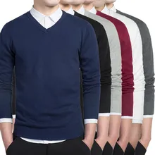 6 цветов, сплошной цвет, новинка, мужской свитер, модный, хлопок, тонкая мужская футболка, с v-образным вырезом, свитер, приталенный, размер M-3XL