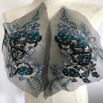 

New Style High Quality A Pair of Embroidered Cloth Stickers Embroidery Hot Drilling Patch Dance Dress Decoration Accessories