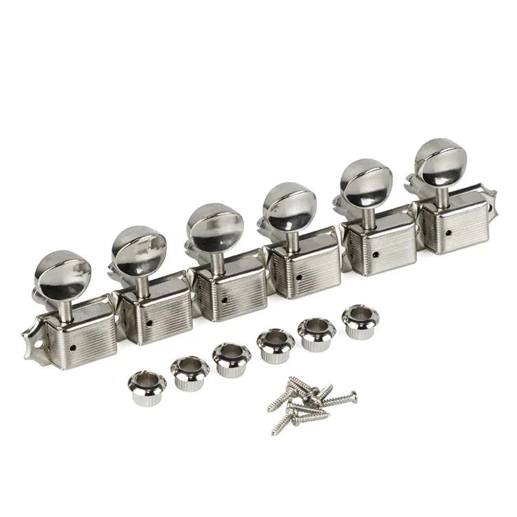 

1 Set 6 In-line Vintage Electric Guitar Machine Heads Tuners For ST & TL Guitar Silver ( Nickel ) Tuning Pegs