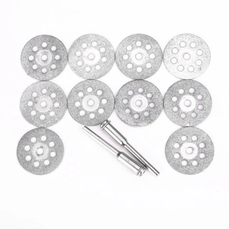 10Pcs Diamond Cutting Wheel Grinding Saw Blade Disc 2PCS Mandrel Rotary Tools