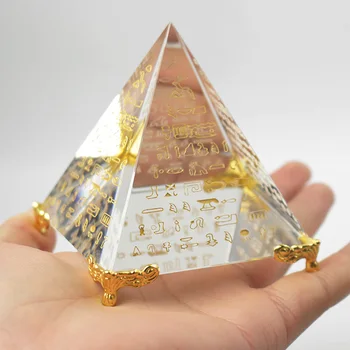 Egyptian Crystal Clear Pyramid Chakra Ornament Home Decor