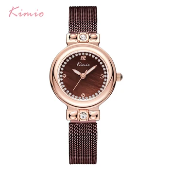 

KIMIO Woman Milanese Mesh Watches Weave Stainless Steel Ladies Bracelet Dress Watch Rose Gold With Box horloge dames montre