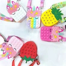 

Antistress Fidget Toy Fingertip Sensory Silicone Fruit Push Bubble Stationery Storage Bag Stress Relief Coin Purse Adult Kids