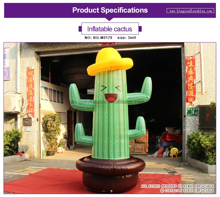 BINGO 3mH inflatable cactus model for holiday party event decoration / customizated inflatable cartoon cactus toy