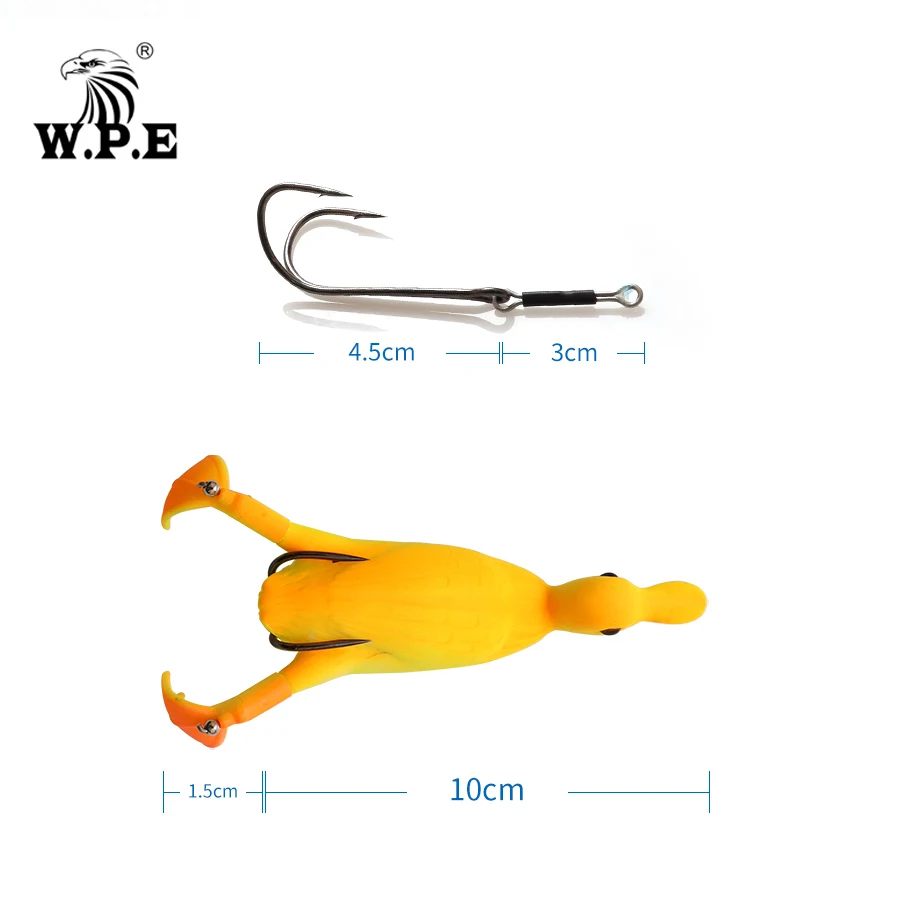 Бренд w. P. E, 1 шт., Мягкая приманка для рыбалки, утки, 18,5 г, плавающая искусственная приманка, плавающая, разбрызгивающая, для ног, лягушка, приманка