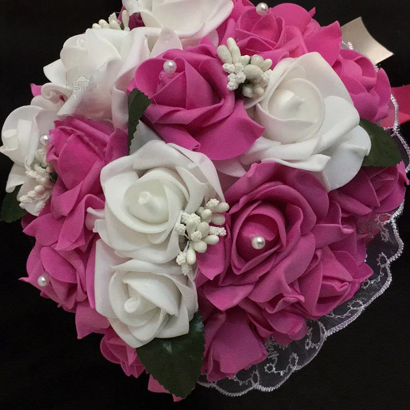 Tanpell розовый белый розовый свадебный букет ручной работы жемчужный шелк украшения Цветы для свадебного букета - Цвет: Rose
