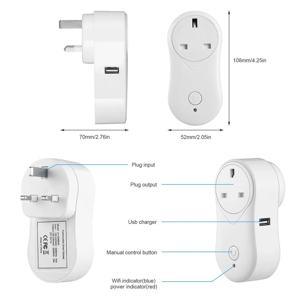 Великобритания Wifi смарт-разъем с usb-портом домашний аудио беспроводной контроль умная розетка с Android ios Телефон дропшиппинг