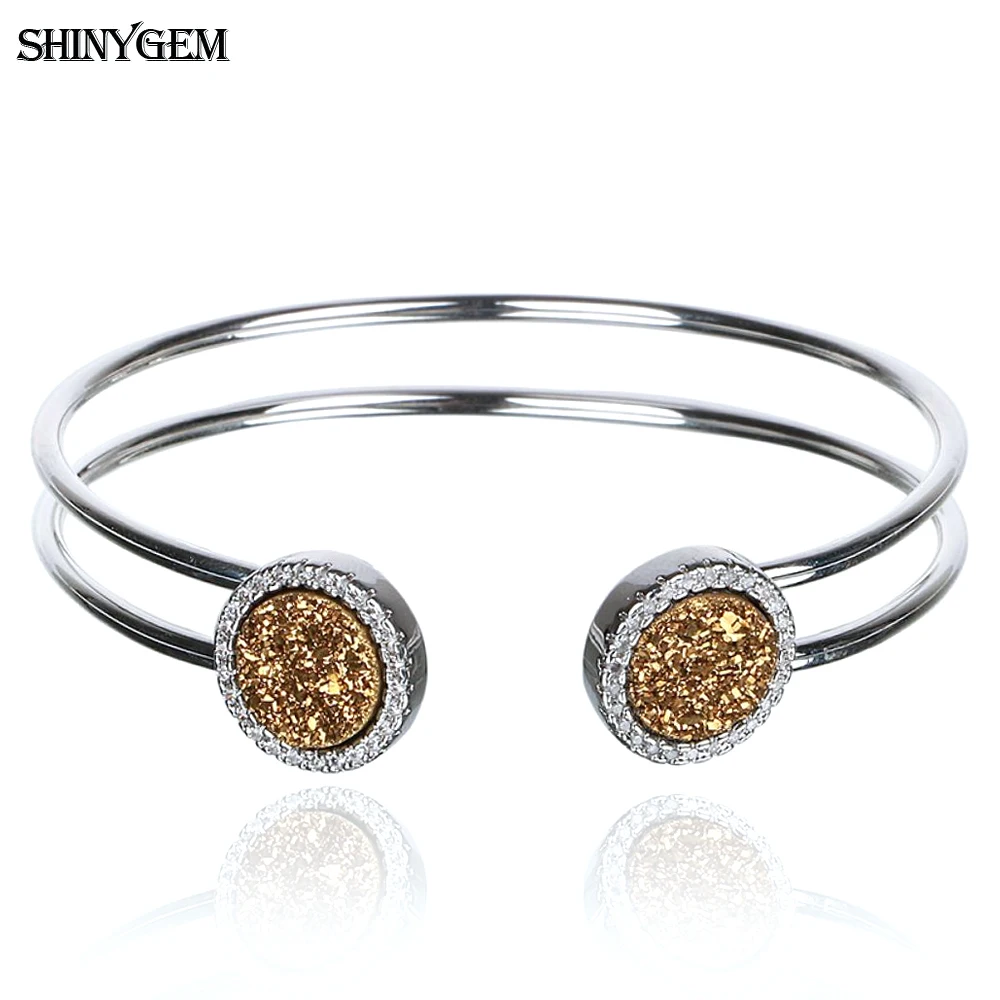 ShinyGem модные браслеты с двойными кристаллами инкрустированные цирконами