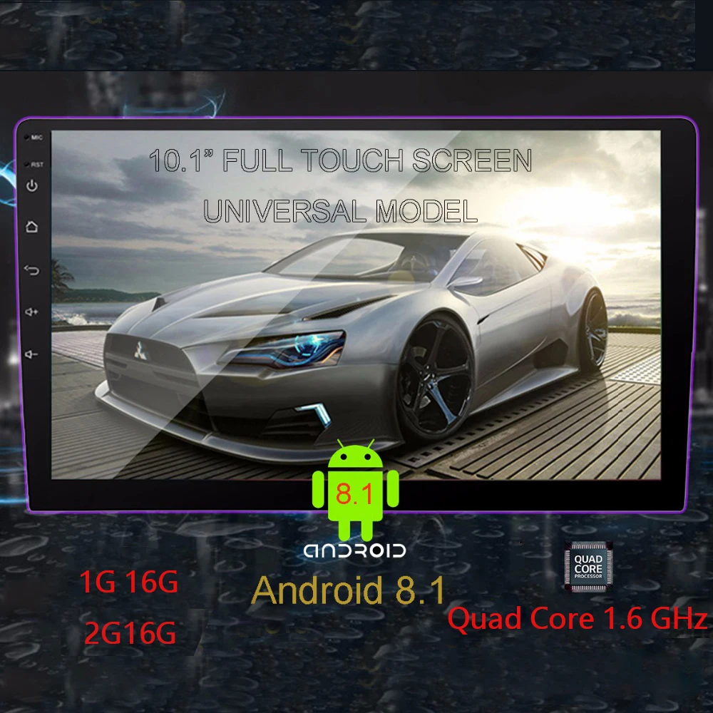 2 Din 10," Android 8,1 Универсальный Автомобильный Wifi/gps/AM& FM RDS/Bluetooth/музыка и видео плеер sd-карта и USB/AUX/RCA